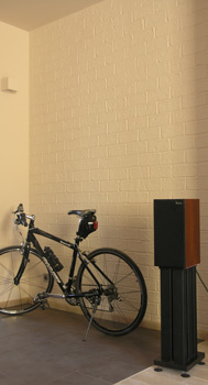 Ściana, cegła, nowoczesne-mieszkanie, rower