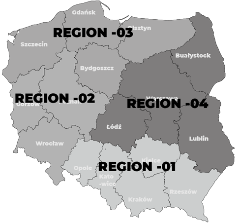 Mapa Polski, regiony handlowe